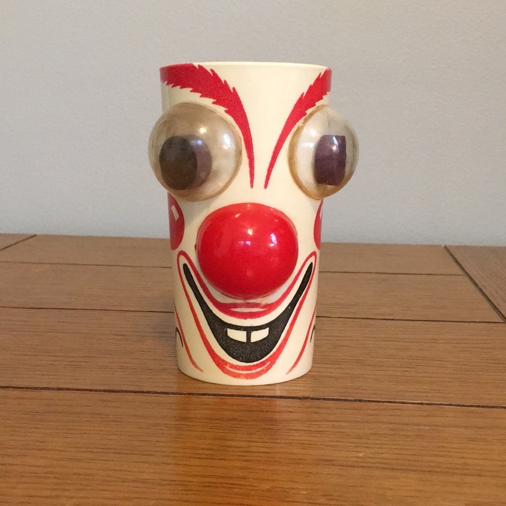 Vintage Creepy Clown Plastic Tumbler